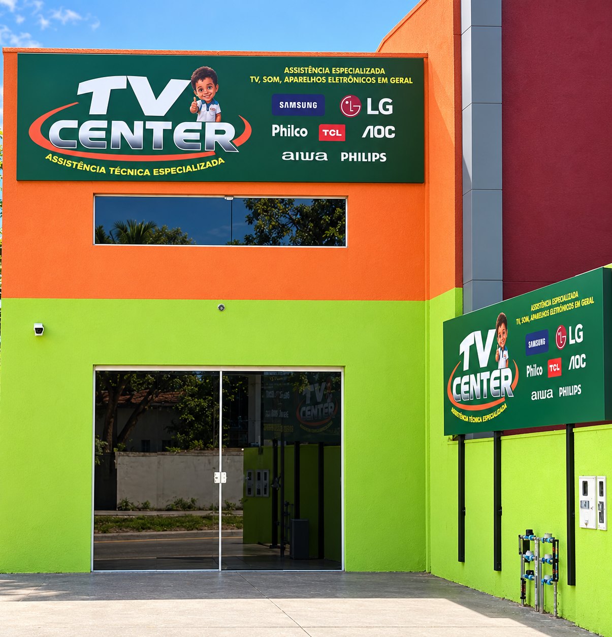 Fachada da TV Center na Av. João Paulo II, bairro Alvorada, em Araxá